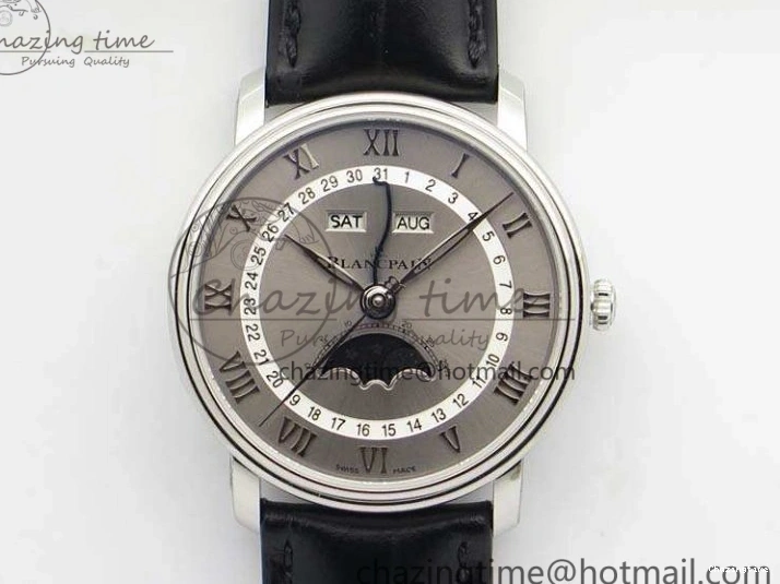 0512 FlexibleFit Villeret Quantième Complet 8 Jours SS Complicated Function OMF 1:1 Best Edition White Dial on Black Leather Strap A 7984